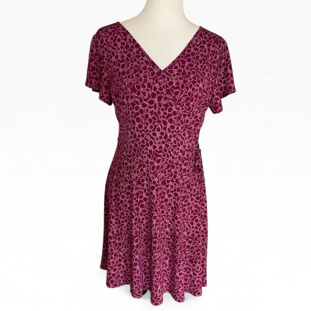 Kayleigh Kaela Faux Wrap Jersey Dress Purple Floral MP